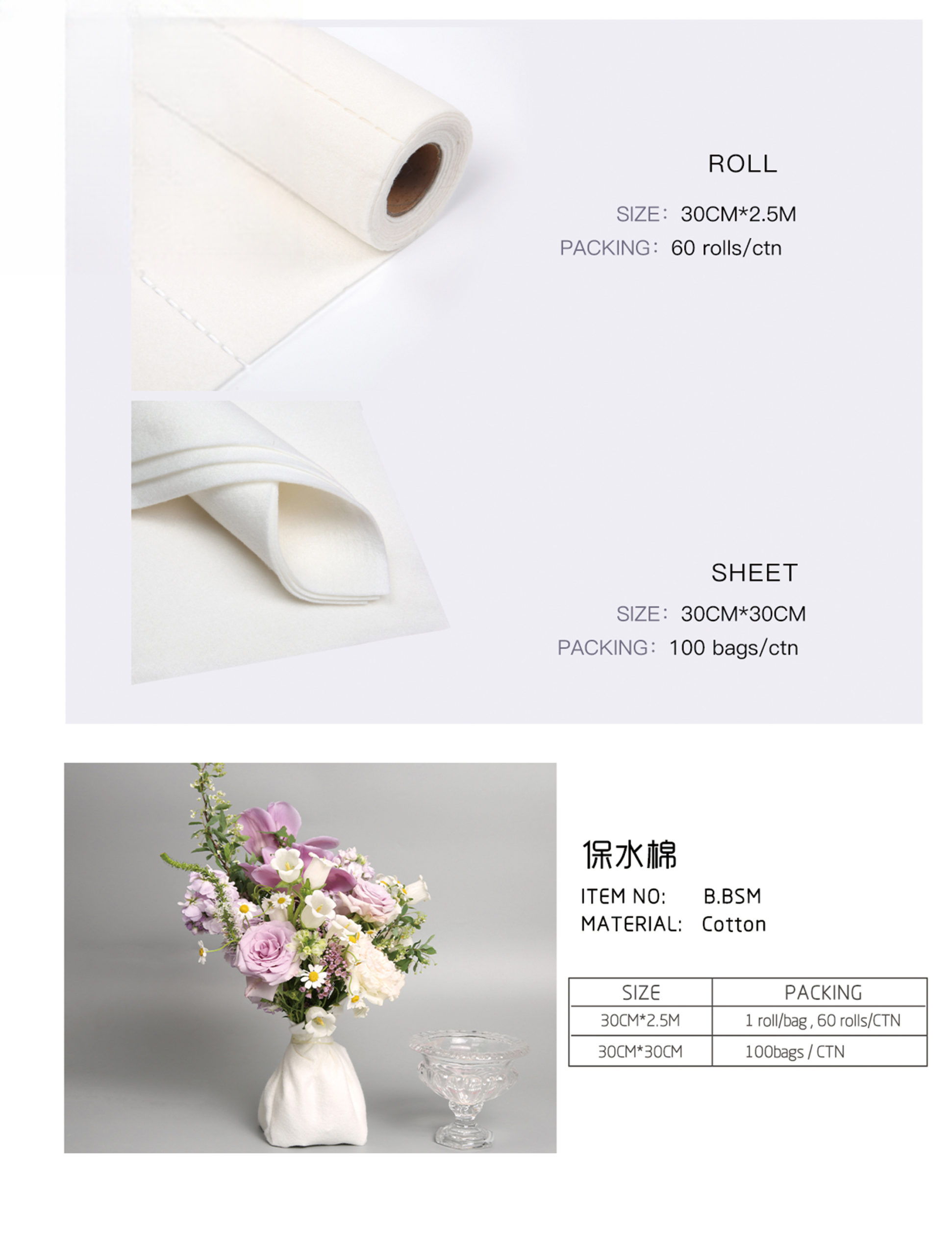 Water Retaining Cotton BSM-Roll - 30cm*2.5M