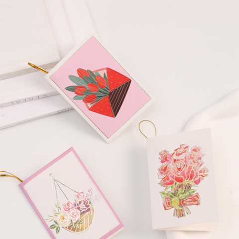 Wholesale Floral Gift Card KP-006 (No golden string) 9.2×6.3cm