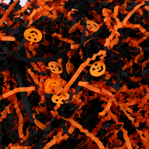 Wholesale Raffia Gift Box Filler LFZ(100g/bag) 100g (Halloween Orange & Black)