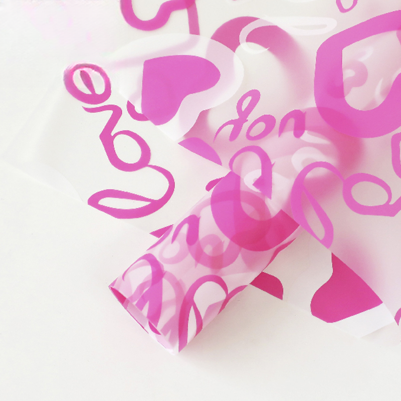 Wrapping paper NGZ-JBJFZ - 56*56cm (Pink Heart Cellophane)