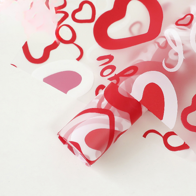 Wrapping paper NGZ-JBJFZ - 56*56cm (Pink Heart Cellophane)