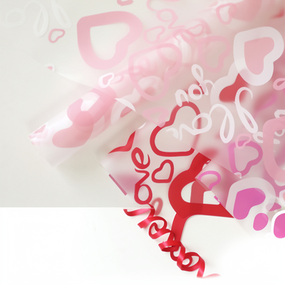Wrapping paper NGZ-JBJFZ - 56*56cm (Pink Heart Cellophane)